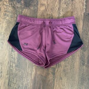 Under Armour Women's Maroon and Black Athletic Shorts